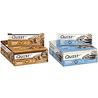 Quest Dipped Chocolate Chip Cookie Dough & Cookies and Cream Protein Bars Bundle, 1.76 Oz, 12 Ct