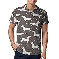 Dachshund Dogs Men's Short Sleeve Polo Shirt Moisture-Wicking Workout Tee Casual Polo Shirts Tops