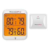 ThermoPro TP63B Indoor Outdoor Thermometer Wireless Hygrometer, 500FT Inside Outside Thermometer, Remote Temperature Monitor with Cold-Resistant Sensor, Outdoor Thermometers for Patio Home Greenhouse