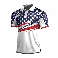 Wine Shirt and Summer Loose Lapel Zipper 3D Digital Printing Independence Day Short Sleeve Top T T Shirts for