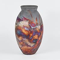 Large Oval Ceramic Carbon Copper Vase S/N0000735 13.5