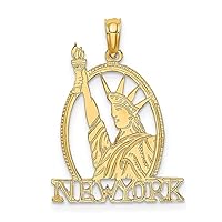 14k Polished Textured back Gold Cut out New York Statue of Liberty Pendant Necklace Measures 25.1x17.5mm Jewelry for Women