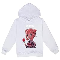 Kids Cozy Spy x Family Hooded Sweatshirt Girls Casual Tops with Hood-Cartoon Anya Forger Hoodie for Daily Wear