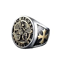 Mens Stainless Steel Catholic Archangel St Saint Michael Ring Size 7-15