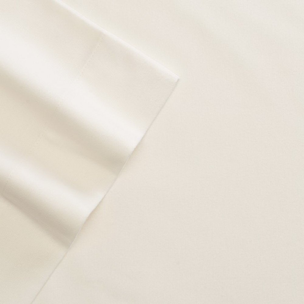 Cuddl Duds Queen Flannel Sheet with Deep Pockets, 4-Pieces - Ivory