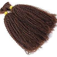 10inch Kinky Curly Bulk Hair For Braiding Human Hair 1Bundle 4B 4C Virgin Hair Bulk Micro Braids Weaving Extensions Human Hair No Weft 4# Brown Bulk Braids No Attachment 100g/Bundle