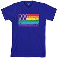 Threadrock Men's Gay Pride Rainbow American Flag #2 T-Shirt