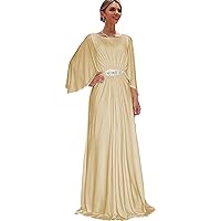 Chiffon Mother of The Bride Dresses with Cape Long Formal Dress for Women Beaded Evening Gown