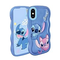 Cases Fit for iPhone X/XS Case, Stitch Cute 3D Cartoon Unique Soft Silicone Cool Animal Anime character Shockproof Anti-bump Protector Boys Kids Girls Gifts Cover Housing Skin For iPhone XS/S/10