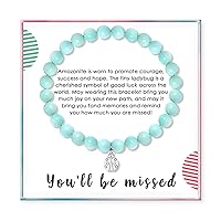SOLINFOR Coworker Leaving Gifts, Retirement Gifts for Women - Amazonite Beads Farewell Bracelet - Moving Away Goodbye Going Away New Job Good Luck Jewelry Gift Idea for Friends Boss