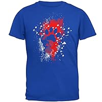 4th of July Puppy Dog Paw Print Stars and Splatters Mens Soft T Shirt