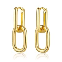 LILIE&WHITE Pave Cubic Zircon Convertible Link Earrings For Women 14K Gold Hoop Earrings For Women Paperclip Link Chain Jewelry Drop Dangle Earrings set