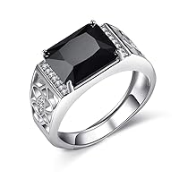 Black Diamond White Gold Plated Hollow Out Ring for Men