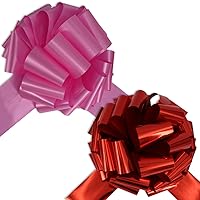 12 inch Bows -1 Metallic Pink Large Gift Bow, 1 Metallic Red Big Bow for Presents - Practical and Stylish - Large Bow Ideal for Special Occasions - Arrive Flat