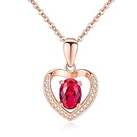 Heart Shaped Pendant Necklace with Oval Stone 925 Sterling Silver Chain