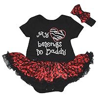 Petitebella My Heart Belongs to Daddy Black Bodysuit Red Lips Baby Dress Nb-18m