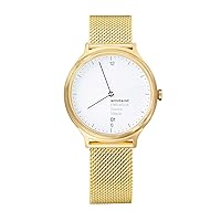 Mondaine - Helvetica MH1.L2211.SM - Mens and Womens Watch 38mm - Wrist Watch Date Gold Steel Strap 30m Waterproof Sapphire Crystal Stainless Steel case - Mens Watches - Made in Switzerland