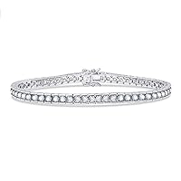 Amazon Collection Platinum or Sterling Silver Infinite Elements Cubic Zirconia Round Tennis Bracelet