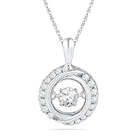 DGOLD 10KT White Gold Round Diamond in Motion Circle Pendant (3/8 cttw)