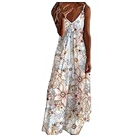 COTECRAM Summer Dresses for Women 2024 Casual Party Spaghetti Strap Floral Boho Beach Long Sundress Hawaiian Maxi Dress