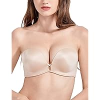 DOBREVA Women's Push Up Strapless Bra T-Shirt Lace Underwire Add-2-Cup Bandeau Bras 32AA-38D
