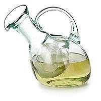 Kalalou Tilted White Wine Decanter with Ice Pocket, One Size, Green