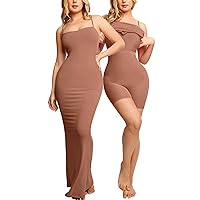 Popilush The Shapewear Dress Womens Long Summer Dresses Built-in Bra Slip Bodycon Maxi Dress With Adjustable Straps