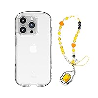 Clear Case for iPhone 15 Pro + Gudetama Beaded Phone Strap