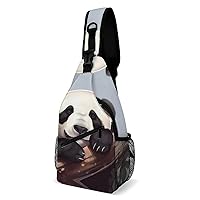 Chest Bag Sling Bag for Men Women Cute Panda Sport Sling Backpack Lightweight Shoulder Bag for Travel