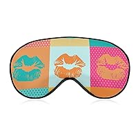 Kiss Lips Cute Soft Sleep Mask for Women Women,Colorful Pop Art Breathable Polyester Fabric Blackout Eye Mask for Sleeping with Adjustable Straps No Pressure Eye Mask for Travel