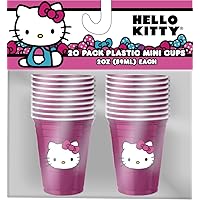 Silver Buffalo Sanrio Hello Kitty Face 20 Pack Mini Plastic Party Cup Set, 2 Ounces