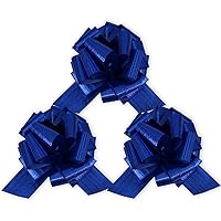 Insta Bows Blue 8 Inch Big Gift Bow for Bike Or Toy Car Metallic Look Pull Bow Makes Large Bow Perfect for Really Giant Gift Wrapping Or Present 3 Instant Bows for Big Gifts