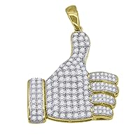 Yellow tone 925 Sterling Silver Mens Round CZ Cubic Zirconia Simulated Diamond Thumbs Up Charm Pendant Necklace Jewelry Gifts for Men