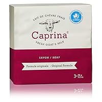 Caprina Fresh Goat’s Milk Soap Bar, Original, 3.2 oz (8-3 Packs), Cleanses Without Drying, Biodegradable Soap, Moisturizing, Vitamin A, B2, B3, and More