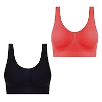 Womens 2PC Seamless Sports Bras Plus Size Comfy Breathable Full Coverage Everyday Bras Large Bust Yoga Underwear