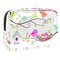 Small Makeup Bag Color Bird Leaf Nest Cosmetic Bag For Women Travel Makeup Organizer Handbag Pouch Compact Capacity For Daily Use 7.3x3x5.1in