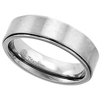 6mm Titanium Pipe Cut Wedding Band Ring for Men and Women Beveled Edges Brushed Finish Comfort Fit sizes 7 - 14