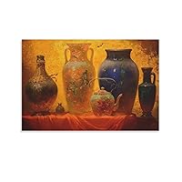 African Pottery Wall Art Poster Vintage Still Life Vase Wall Art Kitchen Wall Art Canvas Posters Prints Picture for Living Room Bedroom Office Kitchen Decor 24x36inch(60x90cm) Unframe-Style