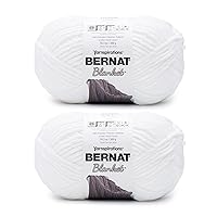 Bernat Blanket White Yarn - 2 Pack of 10.5oz/300g - Polyester - 6 Super Bulky - 220 Yards - Knitting/Crochet