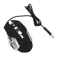 Computer Gaming Mice, USB Optical Silent Wired Gaming Mouse, 1200 1600 2400 3600 4 Adjustable DPI Up to 3600, RGB, for Windows 7 8 10 XP, 6 Buttons (Black Audible Mouse)
