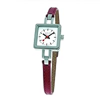 Mondaine Lilly Ladies Watch A666.30339.11SBC with White Square Dial and a Red Leather Strap