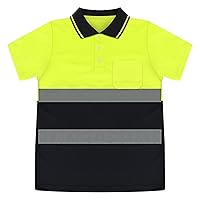 Safety Polo Shirt Reflective High Visibility Short Sleeve Pocket Tee