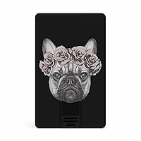 French Bulldog Rose Crown USB Flash Drive Credit Card Design Thumb Drive Memory Stick