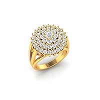REAL-GEMS 1.85 Ct Round Lab Created G VS1 Diamond Cocktail Style Beautiful Mothers Day Ring 14k Yellow Gold Sizable