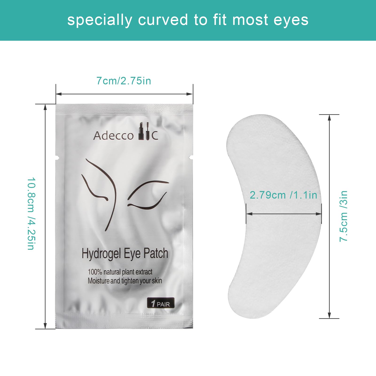 AHIER Eyepads Eyelash Extensions Lint Free, 100 Pairs Set Eye Pads for Lash Extensions, Hydrogel Eye Patch DIY False Eyelash Lash Extension Makeup Eye Gel Pad