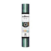 TECKWRAP Chameleon Glossy Glitter Vinyl Roll - 1ft x 5ft Color Changing Permanent Adhesive Shimmer Vinyl for DIY Designs & Home Decor（Green to Purple)