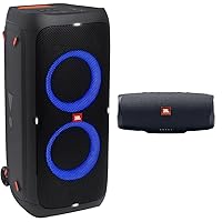 JBL Partybox 310 - Portable Party Speaker with Long Lasting Battery, Powerful Sound and Exciting Light Show,Black & Charge 4 - Waterproof Portable Bluetooth Speaker - Black