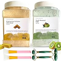 24K Gold and Kiwi Jelly Face Mask for Facials Hydrating, Brightening & Nourishing Jelly Mask with Free Jade Roller & Spatula | Professional Hydrojelly Masks | Vajacial Jelly Mask Powder | 23 Oz