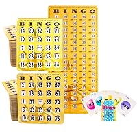 MR CHIPS Jam-Proof Bingo Cards with Sliding Windows, 50 Reusable Bingo Shutter Cards, 75 Bingo Calling Cards, 1 Bingo Master Board Plus 10 Extra Bingo Cards