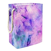 Laundry Hamper Tie Dye Purple Printing Collapsible Laundry Baskets Firm Washing Bin Clothes Storage Organization for Bathroom Bedroom Dorm